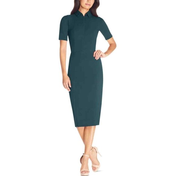 Dress The Population Pine Green Gloria Front Zip Sheath Dress - Picture 1 of 3
